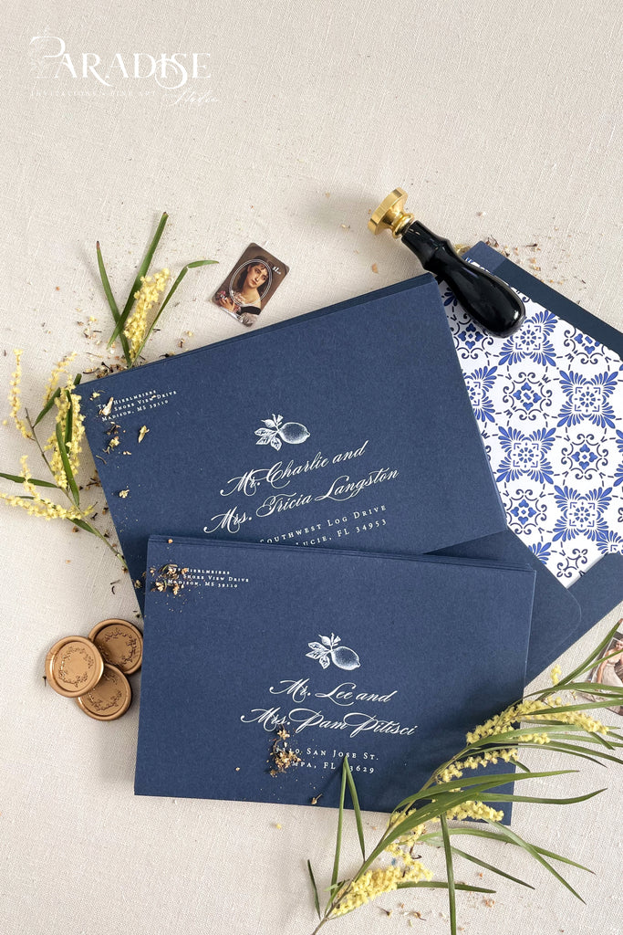 Navy Envelopes and White Ink Printing