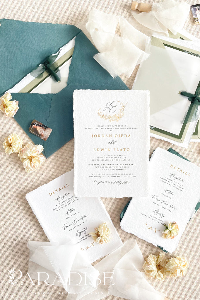 Adelise Handmade Paper Wedding Invitation Sets