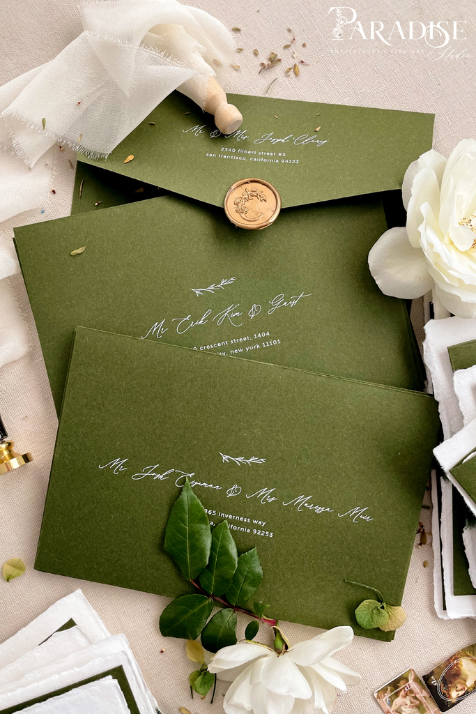 Forest Green Envelopes White Ink Printing