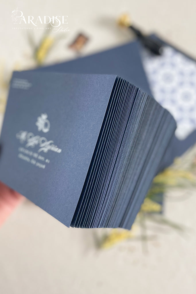 Navy Envelopes and White Ink Printing