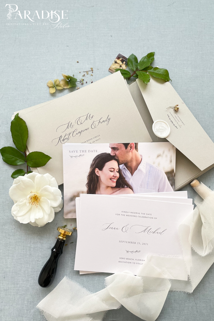 Verity Modern Calligraphy Save the Date Cards