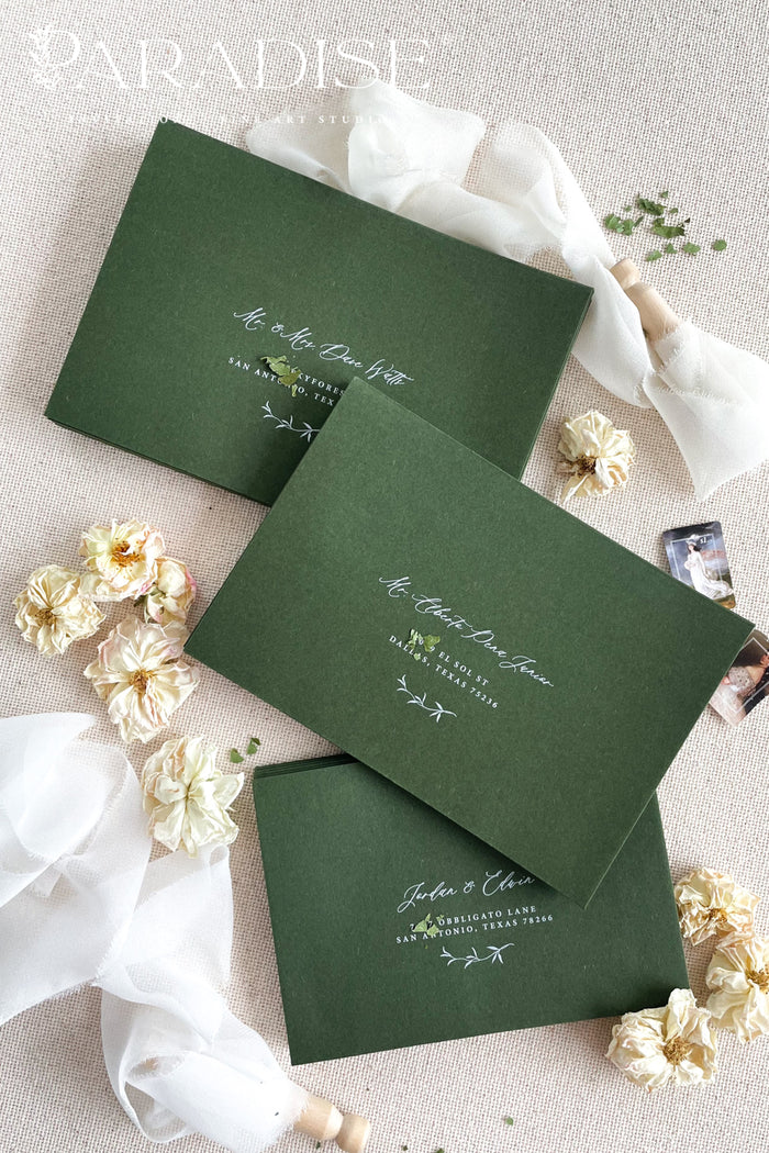 Forest Green Envelopes and White Ink Printing