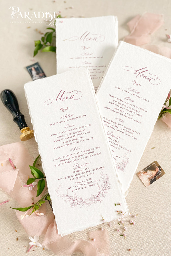 Winslow Handmade Paper Wedding Menus