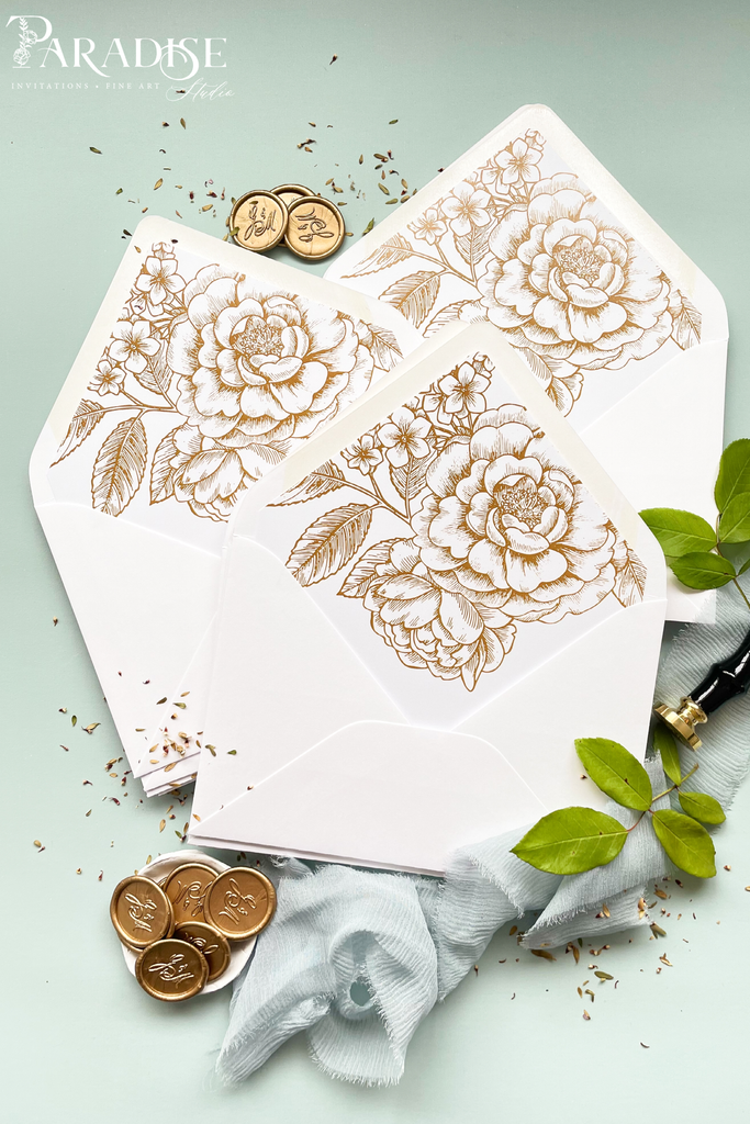 Golden Floral Envelope Liners