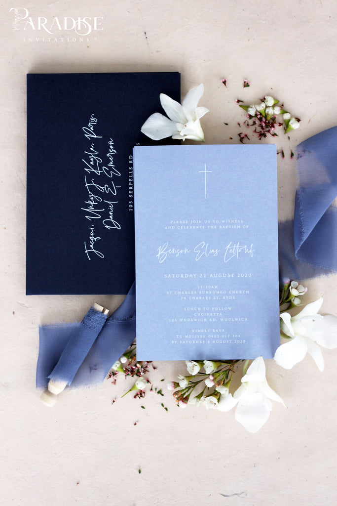 Madison Dusky Blue Christian Invitation