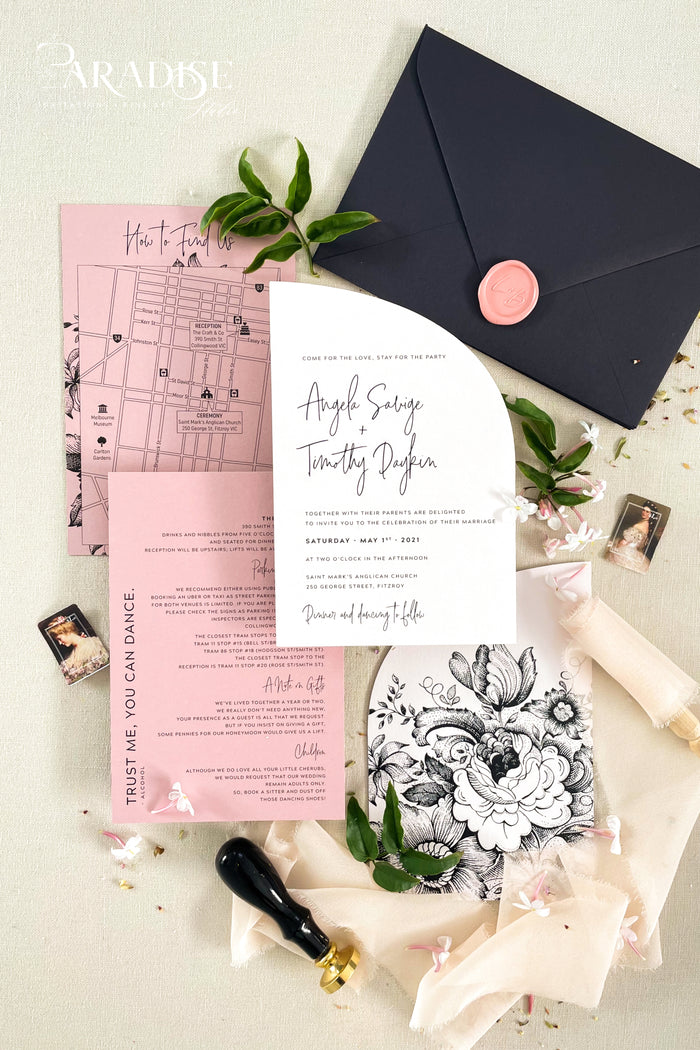 Bridgette Half Arch Wedding Invitations