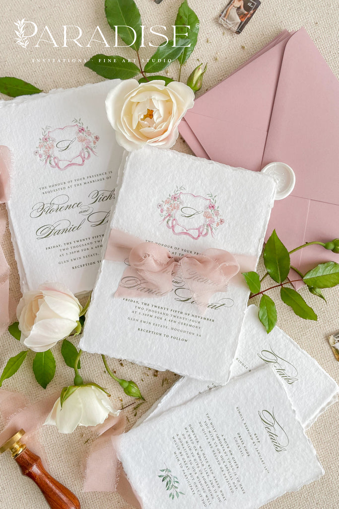 Angelette Handmade Paper Wedding Invitation Sets