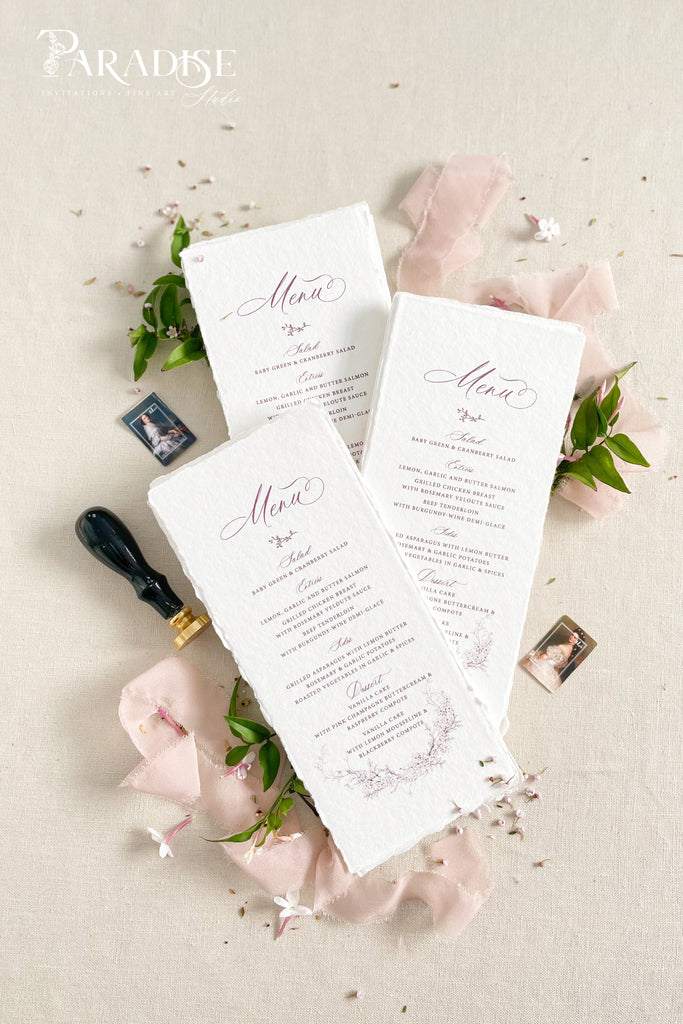 Winslow Handmade Paper Wedding Menus