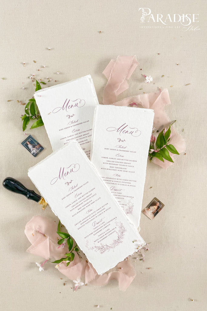 Winslow Handmade Paper Wedding Menus