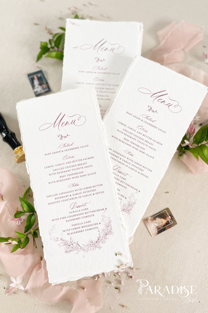 Winslow Handmade Paper Wedding Menus