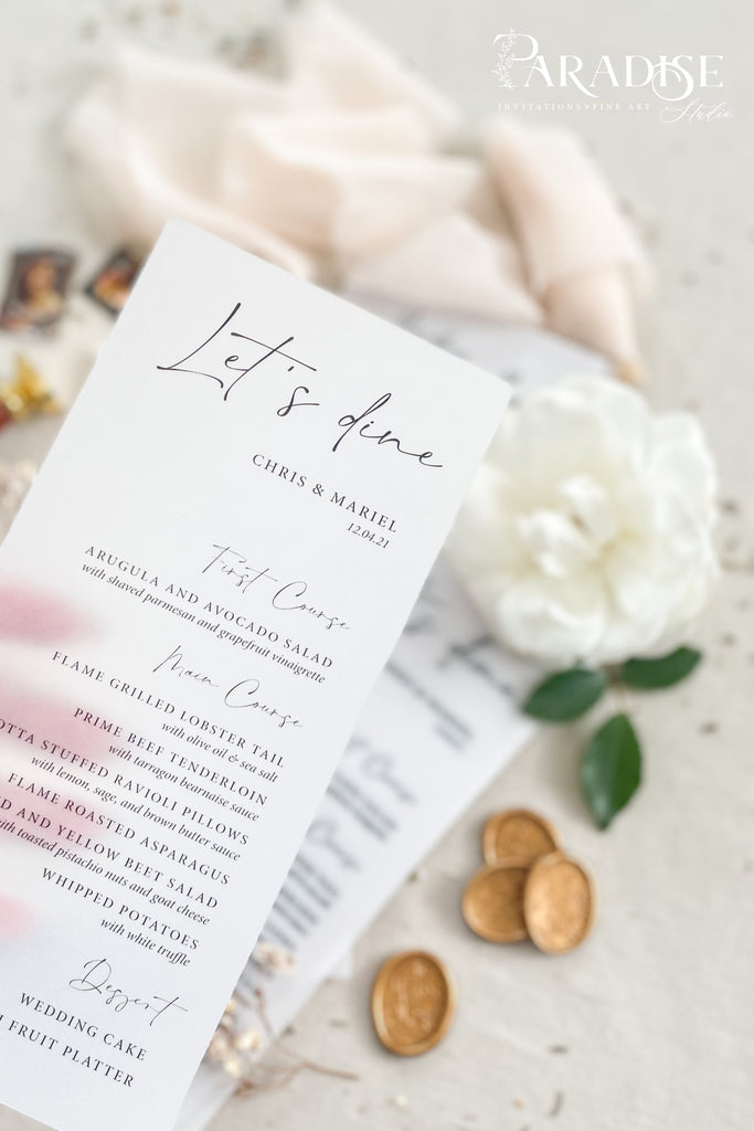 Vivianne Vellum Wedding Menus