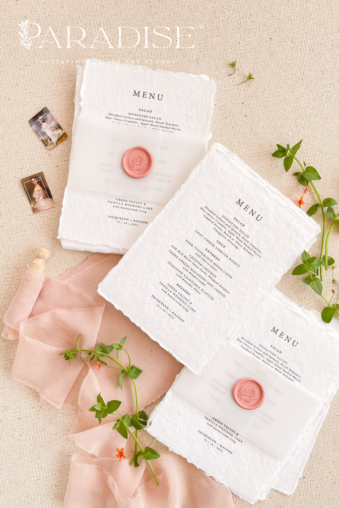 Eugenie Handmade Paper Wedding Menus