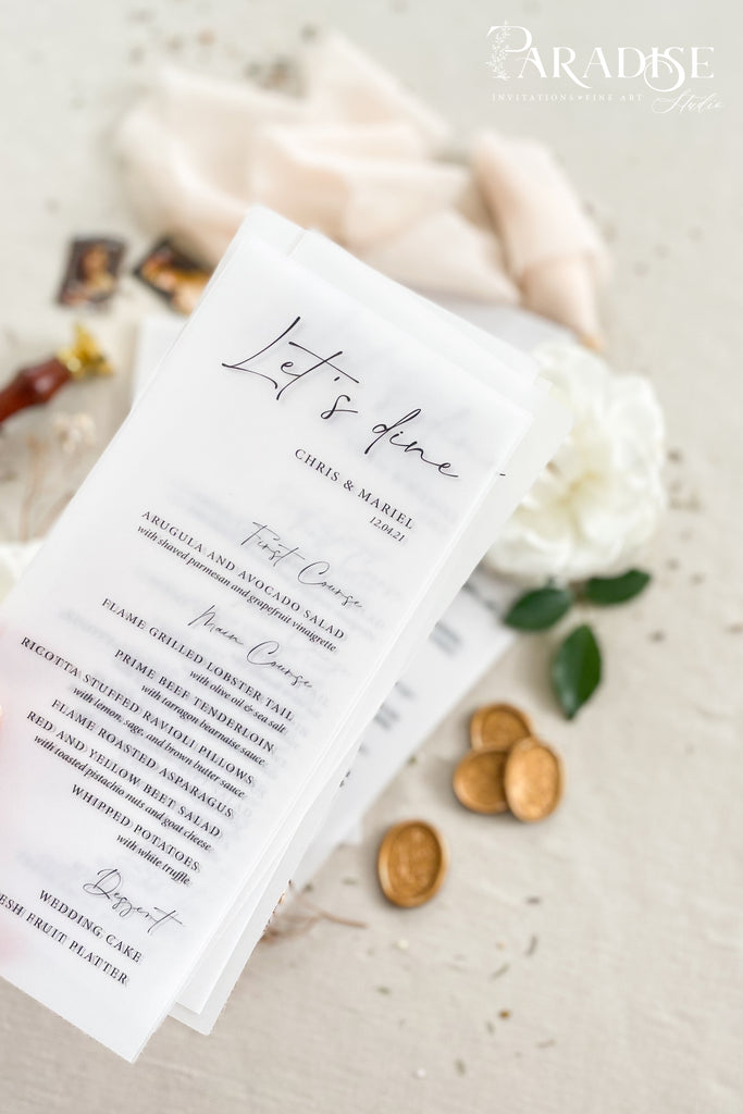 Vivianne Vellum Wedding Menus