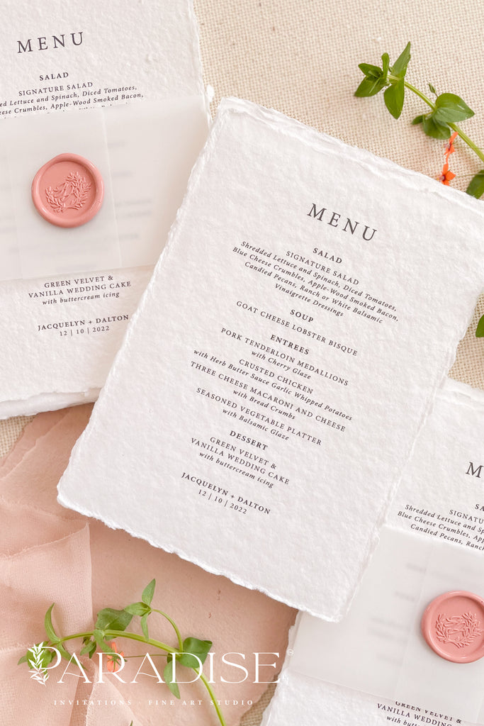 Eugenie Handmade Paper Wedding Menus