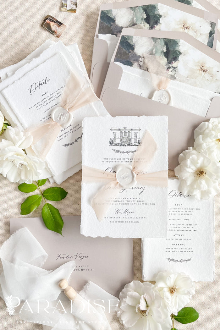 Brigette Handmade Paper Wedding Invitation Sets