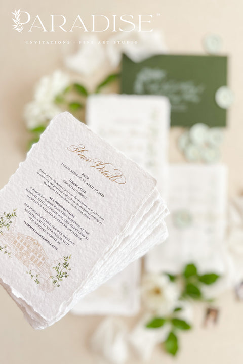 Announce your special day with the delicate, artistic beauty of a hand-painted touch. This wedding invitation set features a one-of-a-kind custom venue illustration, beautifully rendered in soft watercolor, making it a deeply personal keepsake. The custom artwork is elegantly framed by lush botanical details, creating a harmonious and enchanting design that is perfect for a garden wedding, an outdoor celebration, or any couple who loves a unique and whimsical aesthetic.