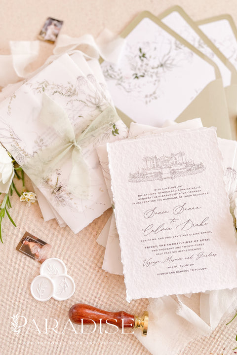 Bring the warmth of the tropics to your special day with our handmade palm tree wedding invitations, designed for couples who dream of a sun-kissed, seaside celebration. Each invitation is crafted by hand and features an elegant palm tree motif - symbolizing peace, paradise, and everlasting love. Perfect for beach weddings, destination ceremonies, tropical resorts, or coastal celebrations, these invitations blend luxury materials with organic, nature-inspired artistry for a timeless and sophisticated look.