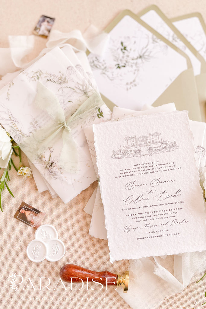 Amarante Handmade Paper Wedding Invitation Sets