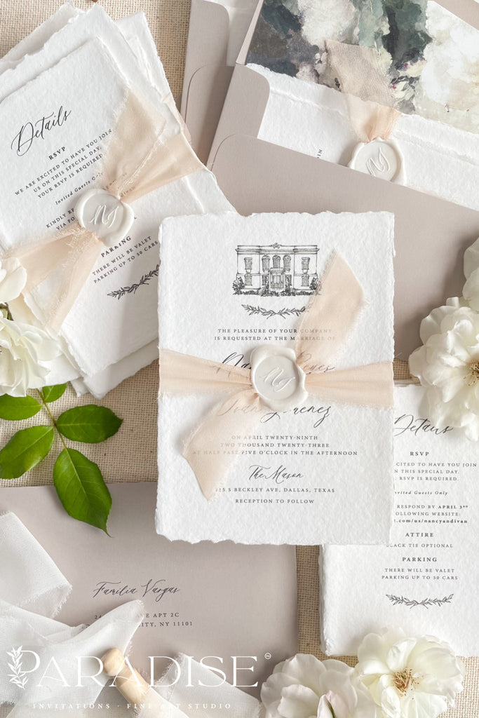 Brigette Handmade Paper Wedding Invitation Sets