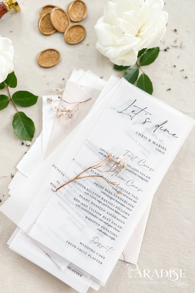 Vivianne Vellum Wedding Menus