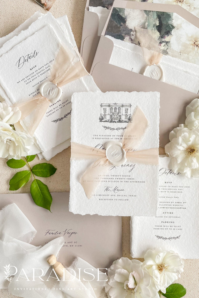 Brigette Handmade Paper Wedding Invitation Sets