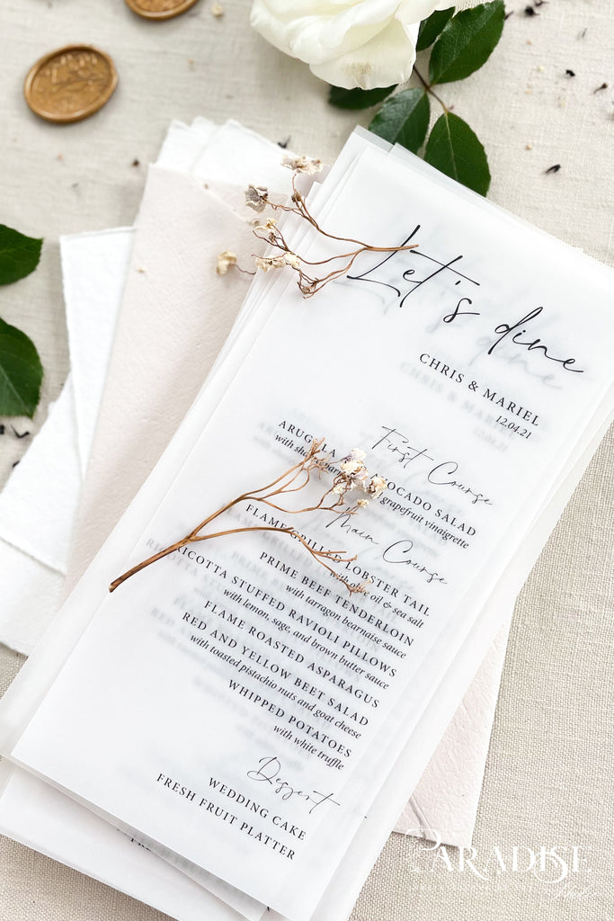 Vivianne Vellum Wedding Menus