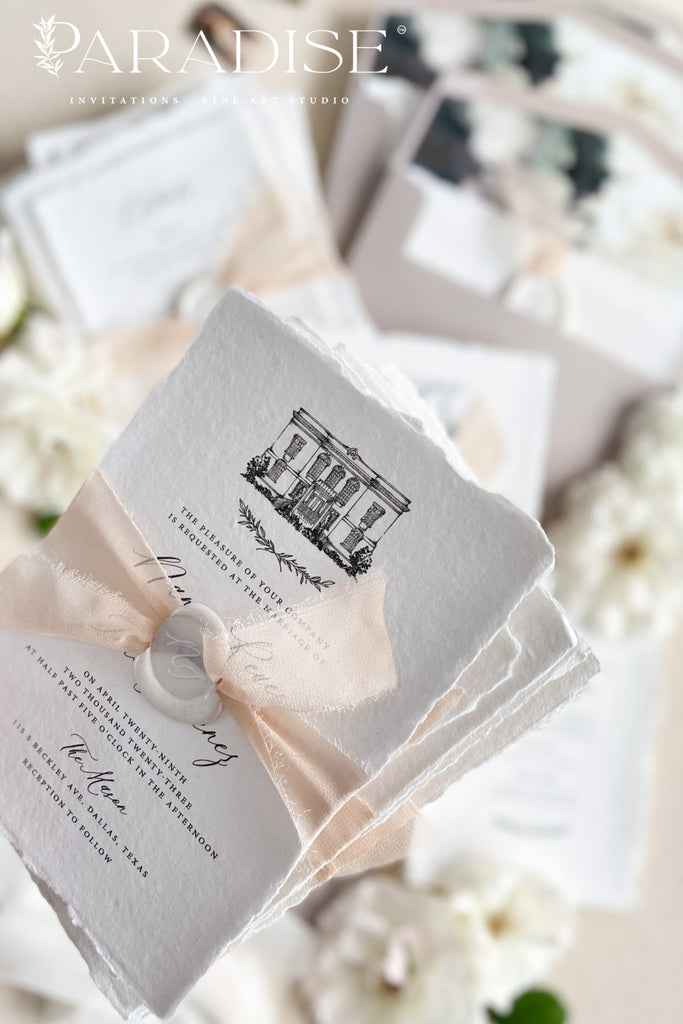 Brigette Handmade Paper Wedding Invitation Sets