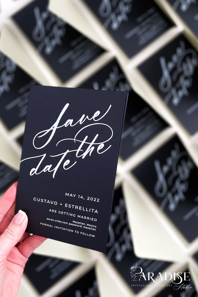 Iliana Black and White Save the Date Cards