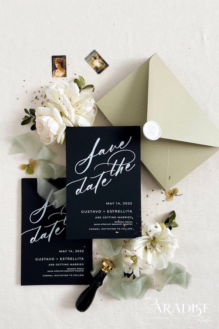 Iliana Black and White Save the Date Cards