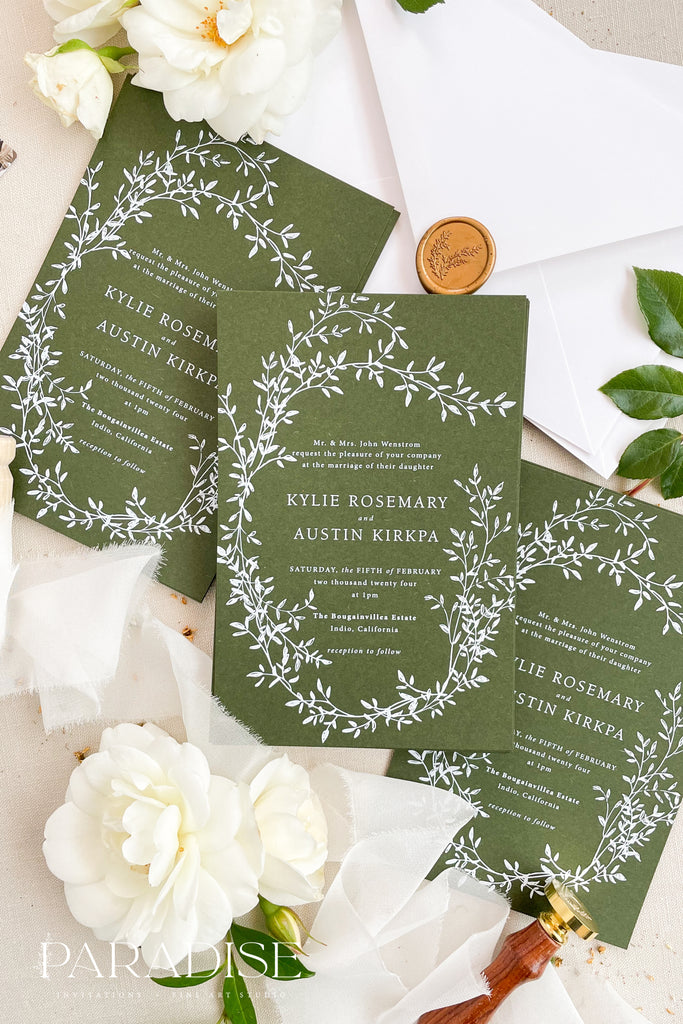 Aspen Forest Green Wedding Invitations