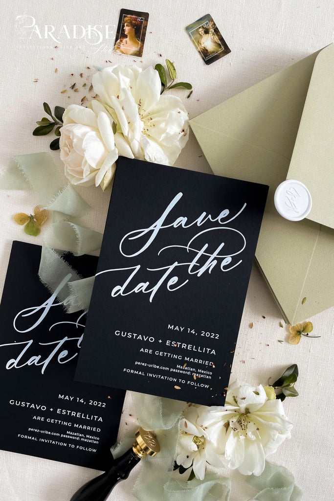 Iliana Black and White Save the Date Cards