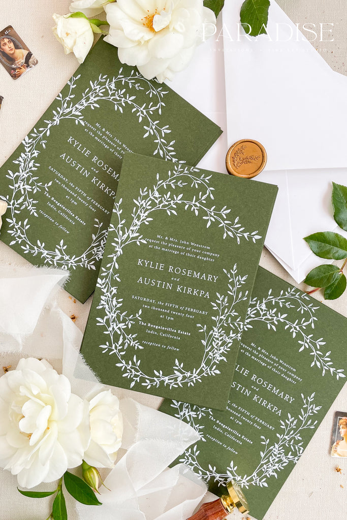 Aspen Forest Green Wedding Invitations