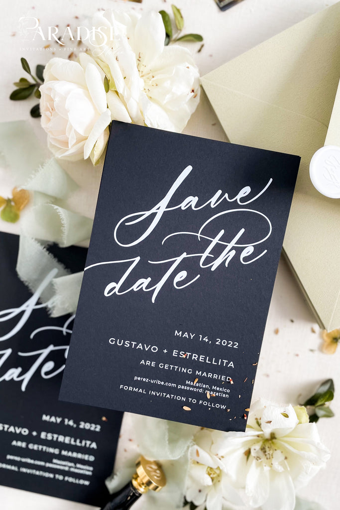 Iliana Black and White Save the Date Cards