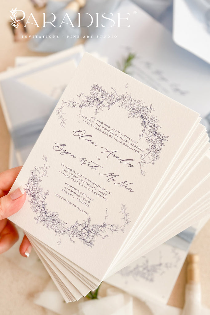 Dominique Light Sky Wedding Invitations