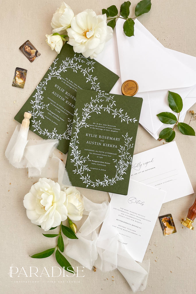 Aspen Forest Green Wedding Invitations