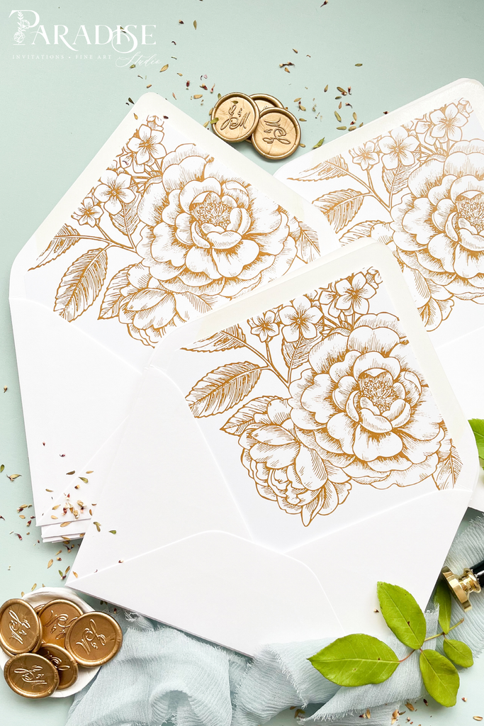 Golden Floral Envelope Liners