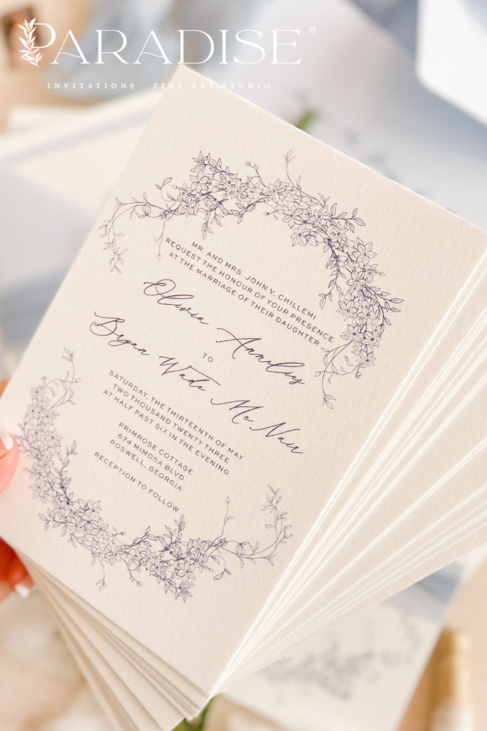 Dominique Light Sky Wedding Invitations