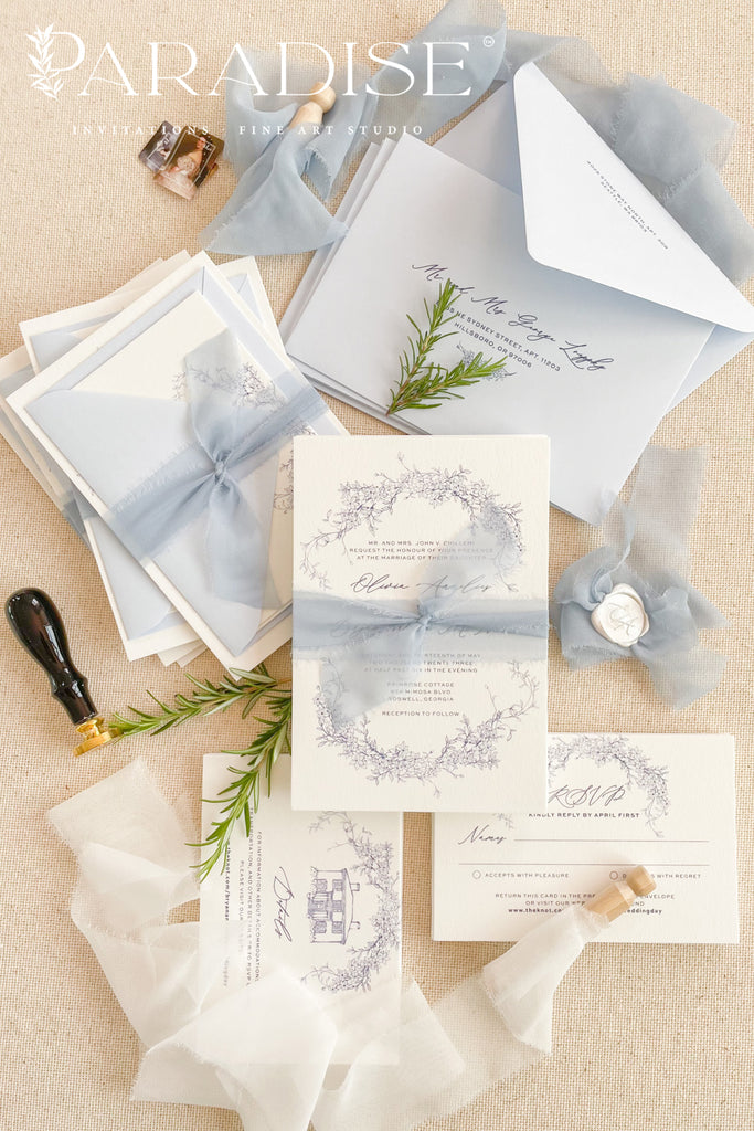 Dominique Light Sky Wedding Invitations