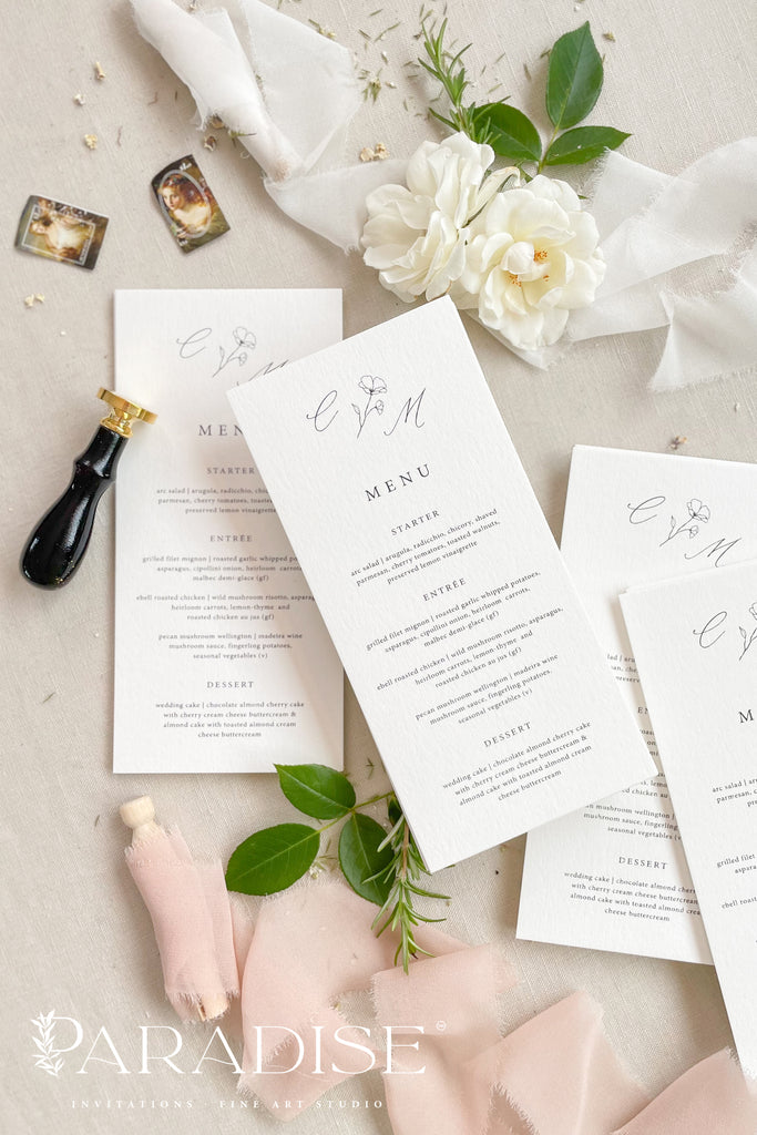 Iolanthe Modern Wedding Menus