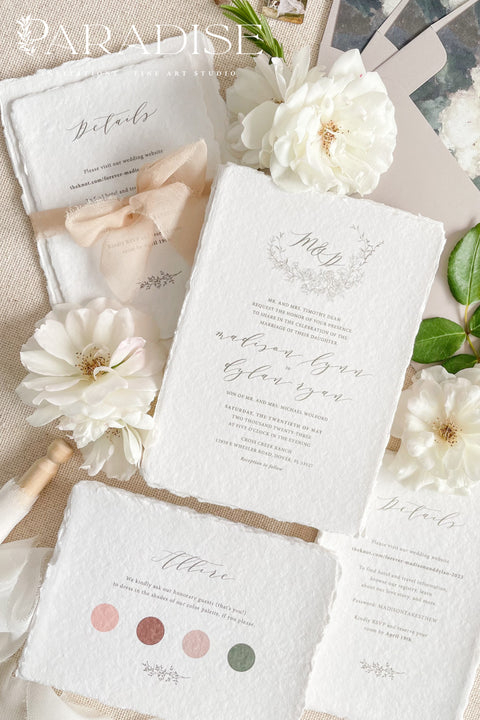 Calantha Handmade Paper Wedding Invitation Sets