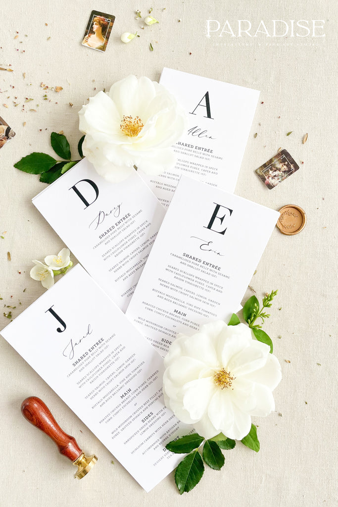 Charlee Modern Wedding Menus