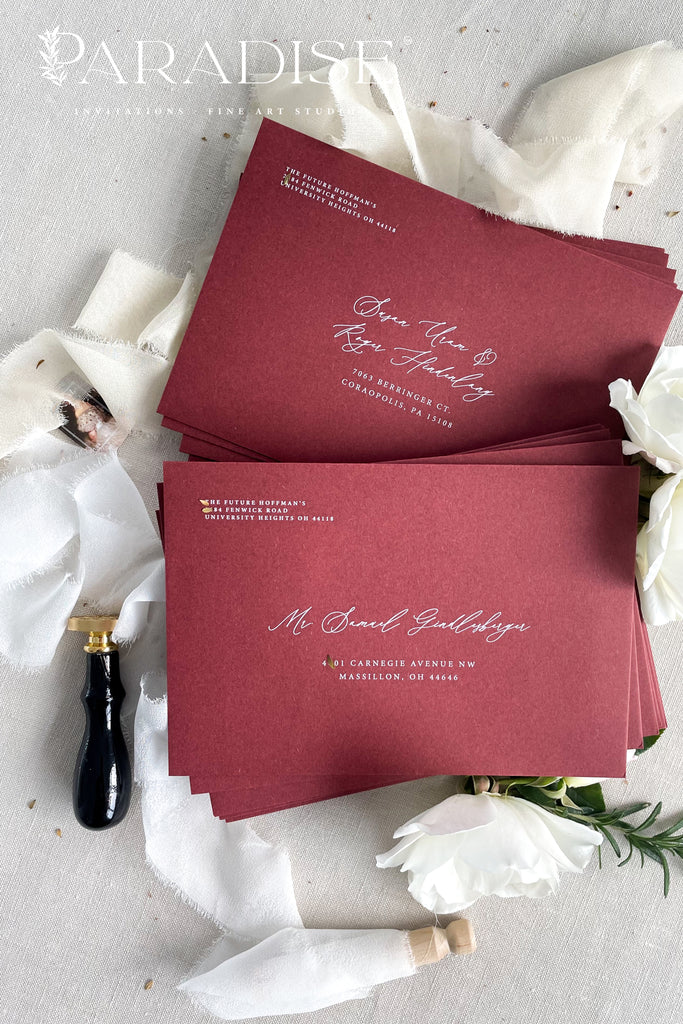 Burgundy Envelopes and White Ink Printing