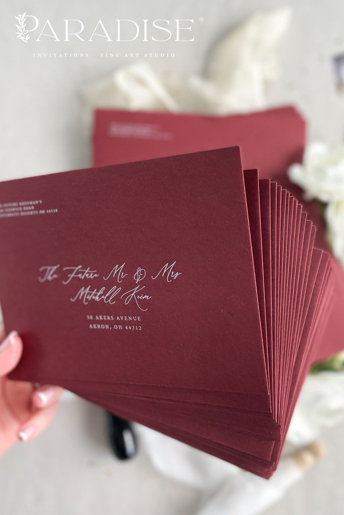 Burgundy Envelopes and White Ink Printing