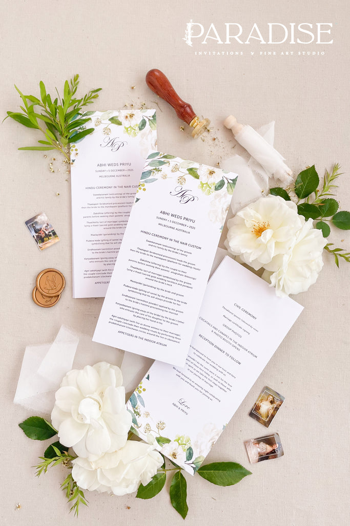 Teagan Greenery Wedding Menus