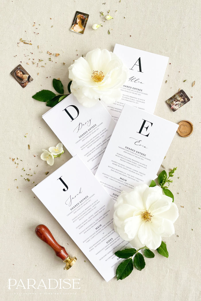 Charlee Modern Wedding Menus