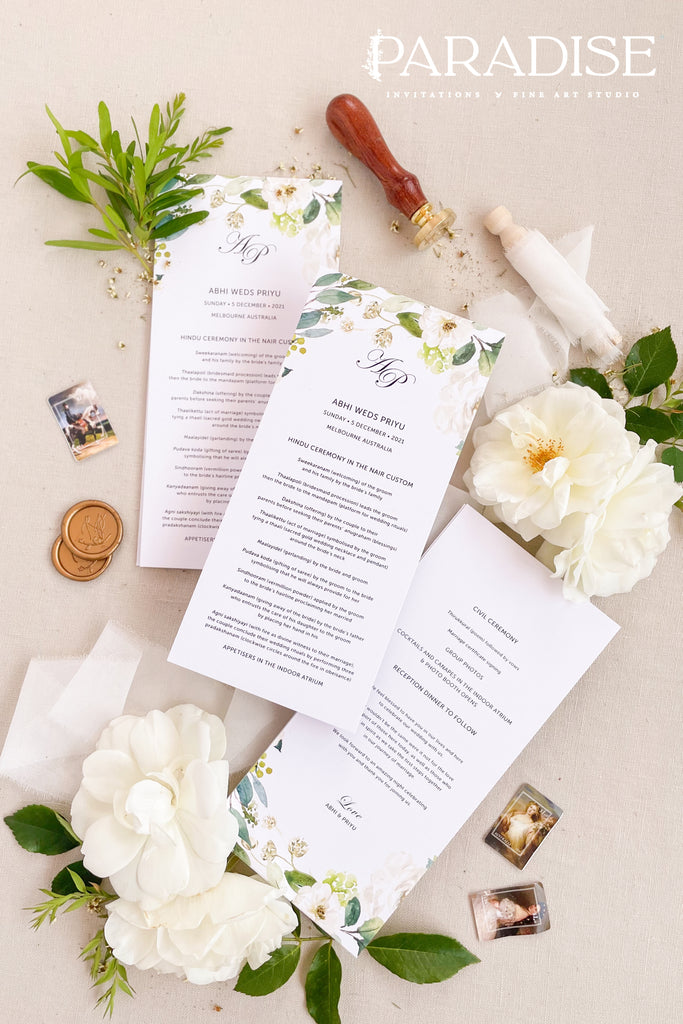 Teagan Greenery Wedding Menus