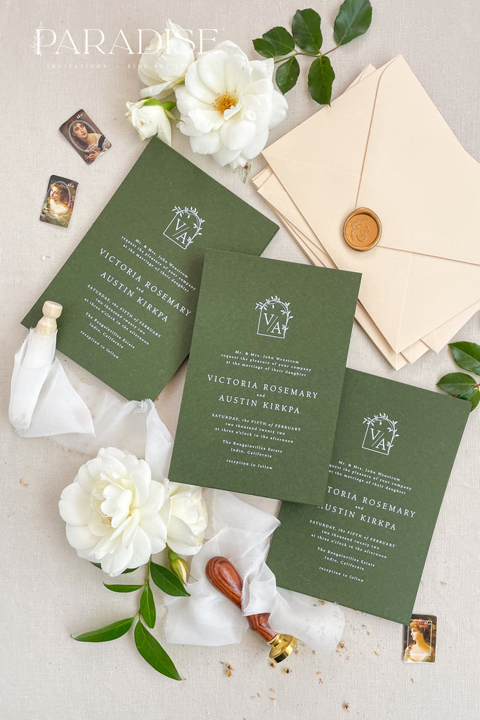 Lila Forest Green Wedding Invitations