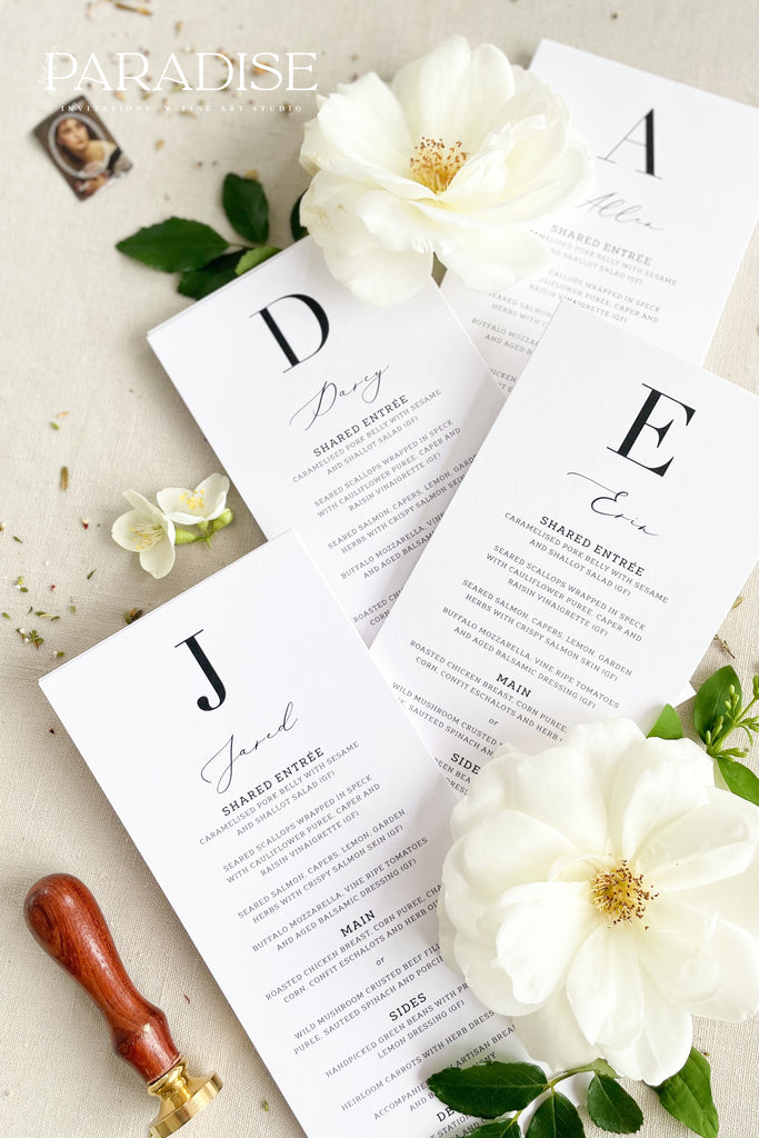 Charlee Modern Wedding Menus