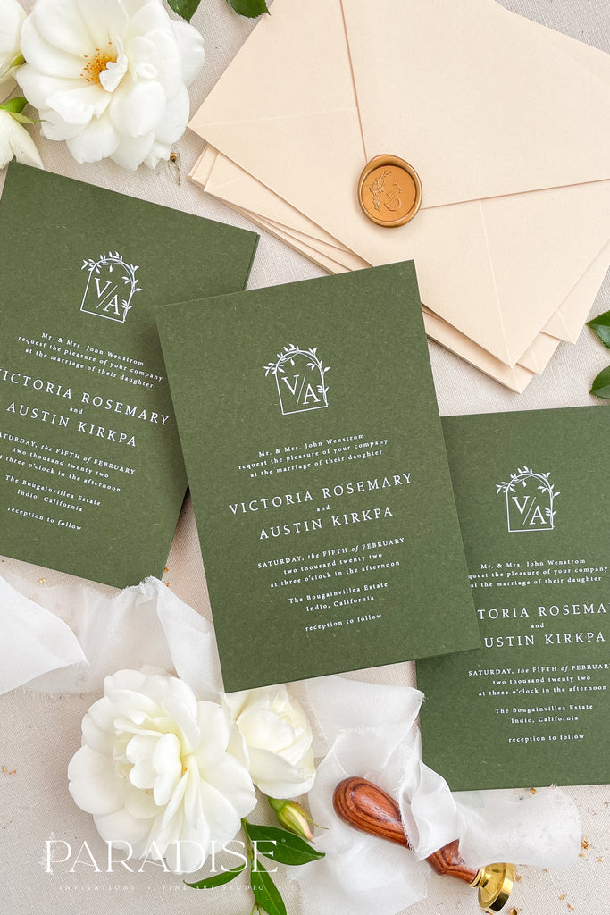 Lila Forest Green Wedding Invitations