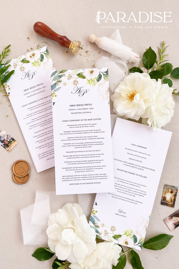 Teagan Greenery Wedding Menus